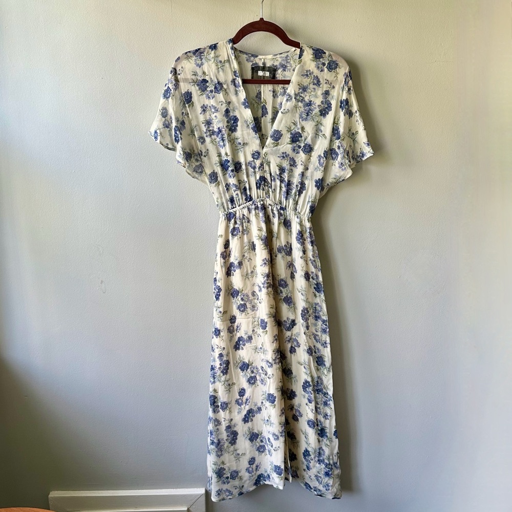 Reformation Floral Flutter Sleeve Dress - XS
